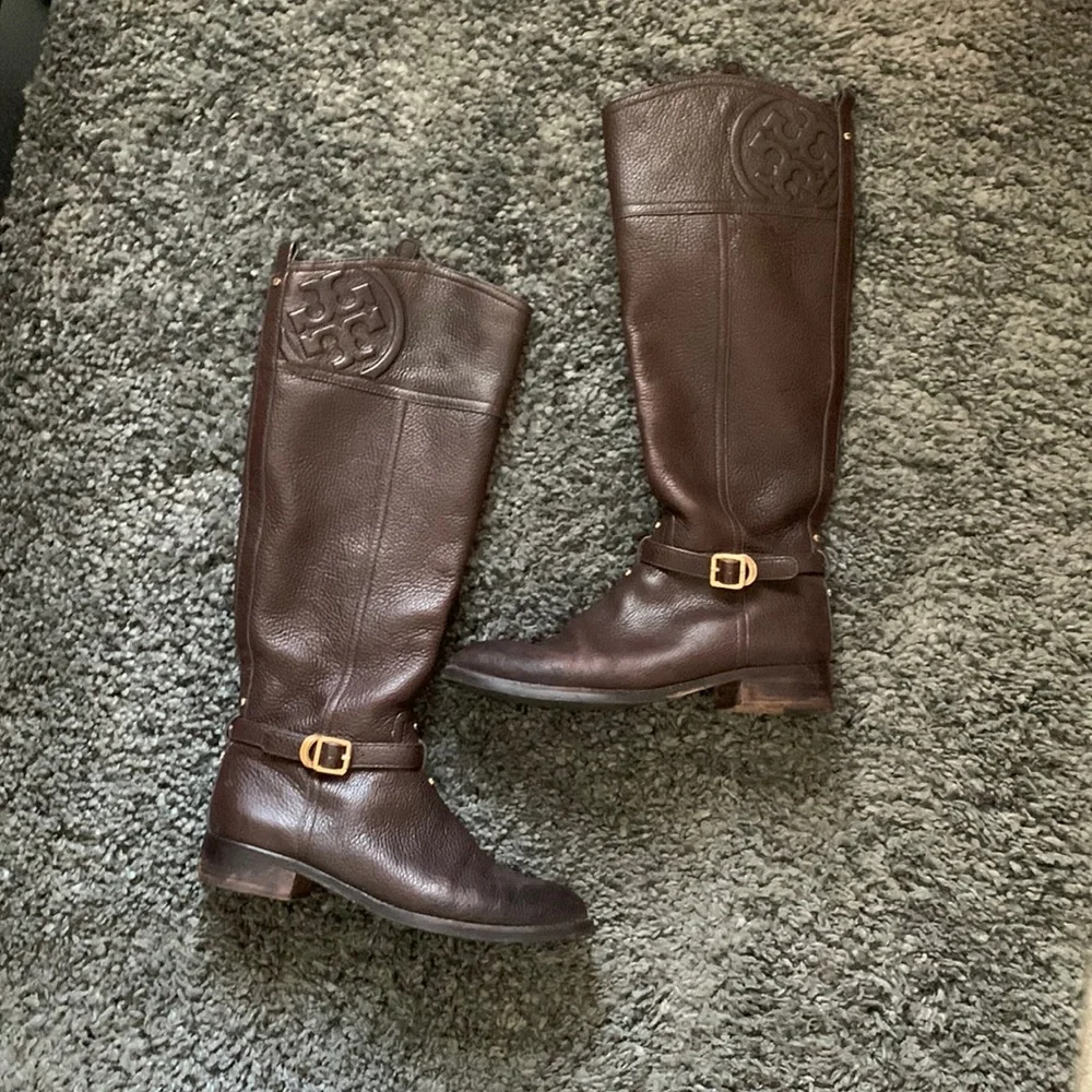 Tory Burch Logo Riding Boots - Picture 2 of 10